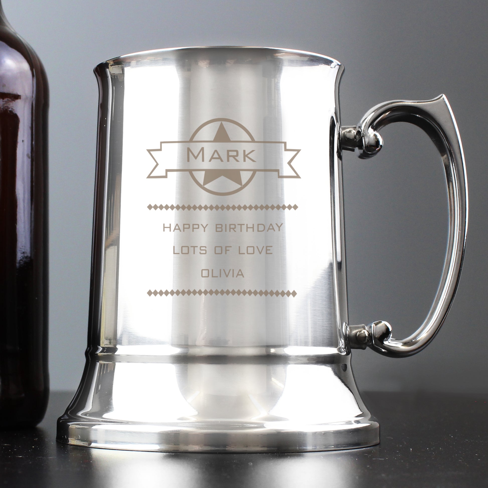 Personalised Diamond Stainless Steel Tankard - Inspired Creative Gifts