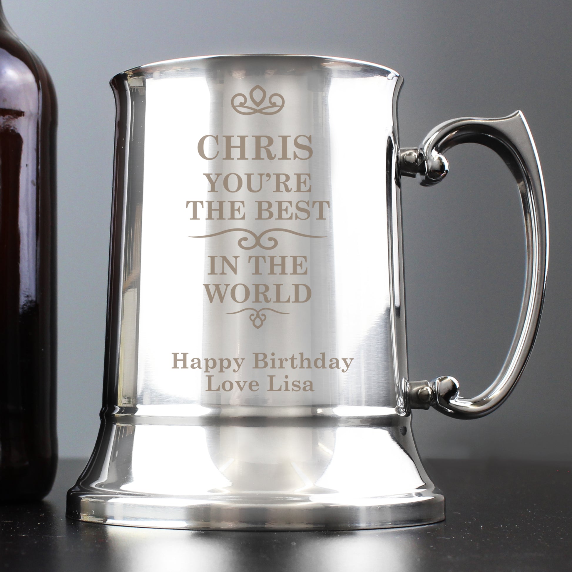 Personalised Best in the World Stainless Steel Tankard - Inspired Creative Gifts