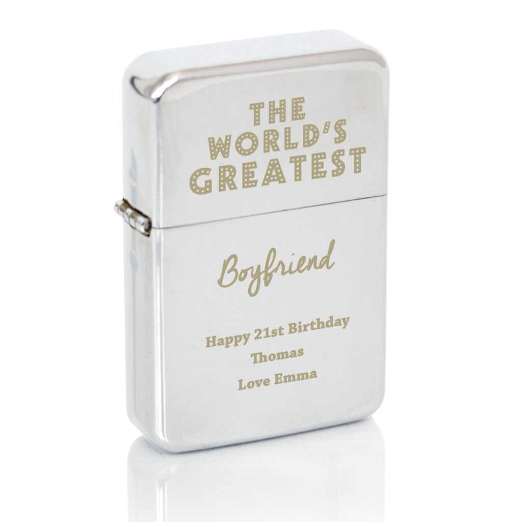 Personalised 'The World's Greatest' Silver Lighter | Gift for Him