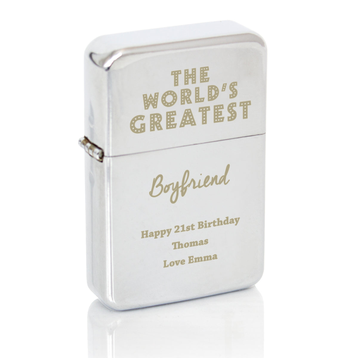 Personalised 'The World's Greatest' Silver Lighter | Gift for Him