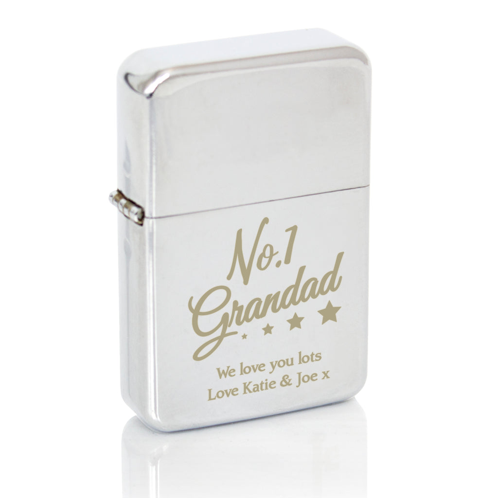 Personalised No.1 Grandad Silver Lighter | Keepsakes | Wedding Gift