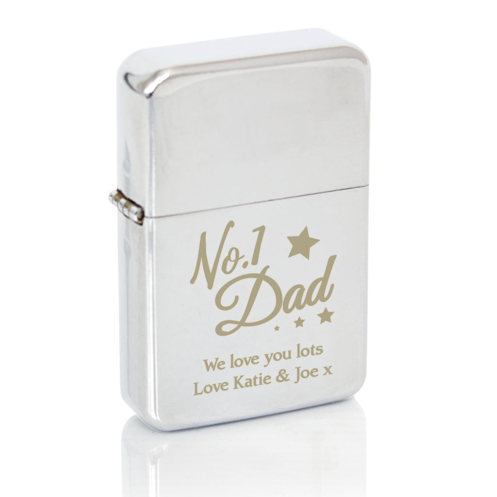 Personalised No.1 Dad Silver Lighter for Wedding