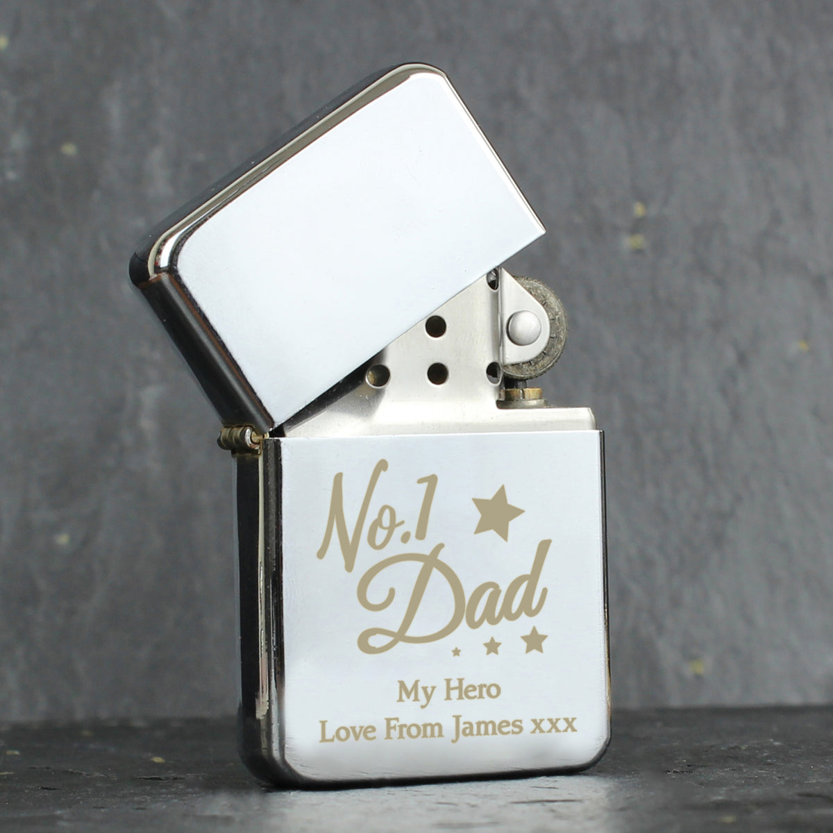 Personalised No.1 Dad Silver Lighter for Wedding