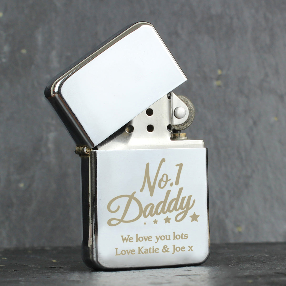 Personalised No.1 Daddy Silver Lighter | Wedding Gift