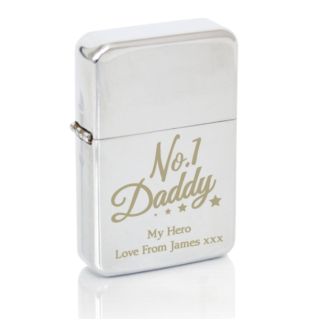 Personalised No.1 Daddy Silver Lighter | Wedding Gift