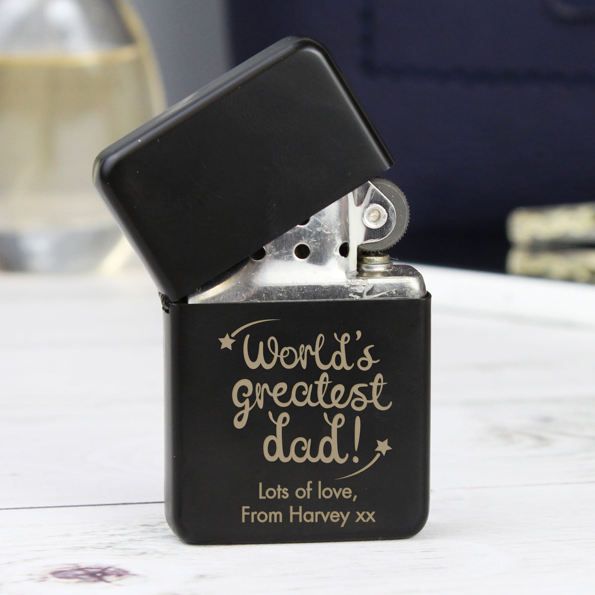 Personalised 'World's Greatest Dad' Black Lighter | Gift for Him
