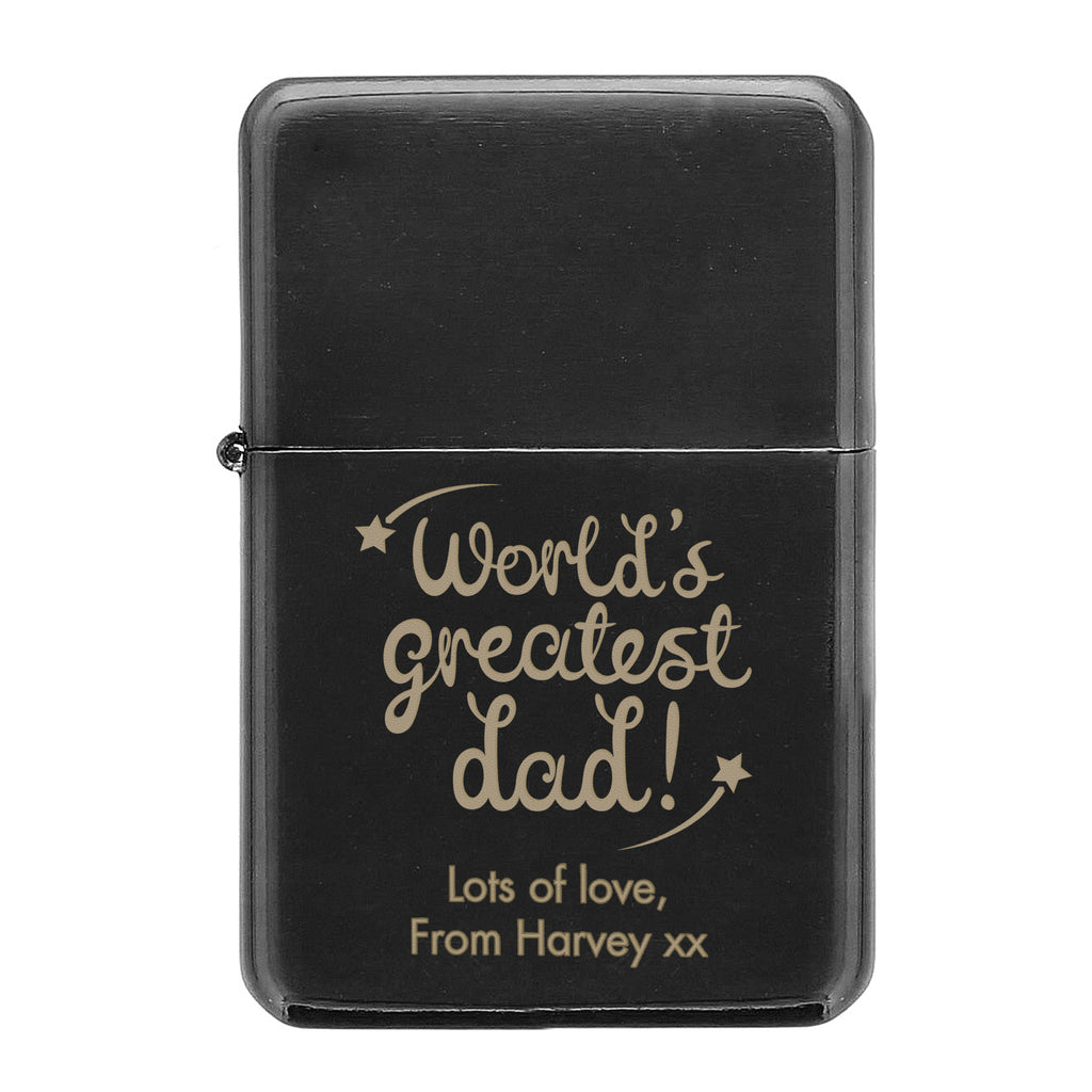Personalised 'World's Greatest Dad' Black Lighter | Gift for Him