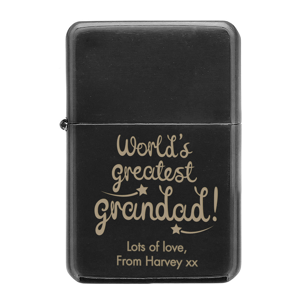 Personalised 'World's Greatest Grandad' Black Lighter | Keepsakes | Father's Day Gift