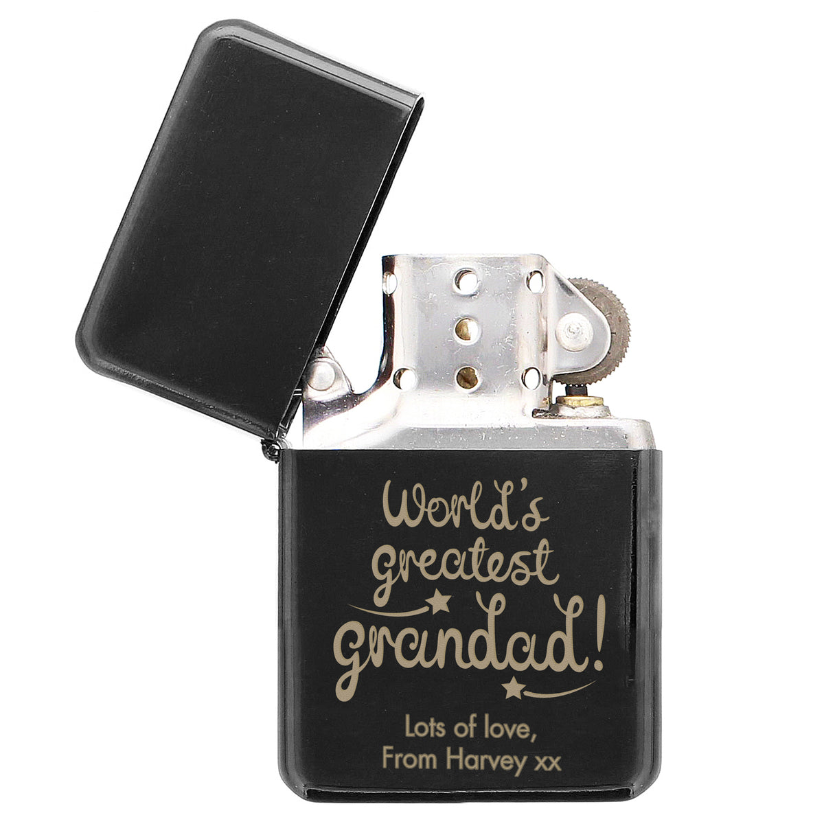 Personalised 'World's Greatest Grandad' Black Lighter | Keepsakes | Father's Day Gift