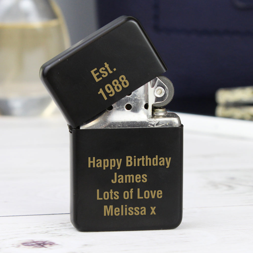 Personalised Black Lighter | Gift for Him