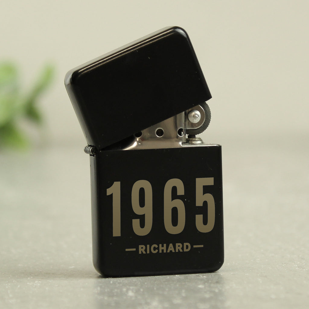 Personalised Date & Name Black Lighter | Keepsakes
