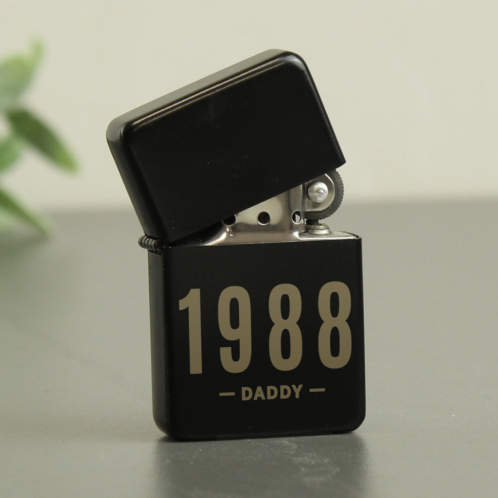 Personalised Date & Name Black Lighter | Keepsakes