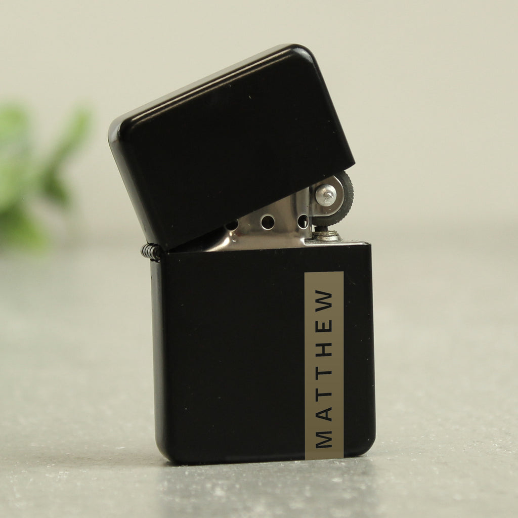 Personalised Name Only Black Lighter | Gift for Him