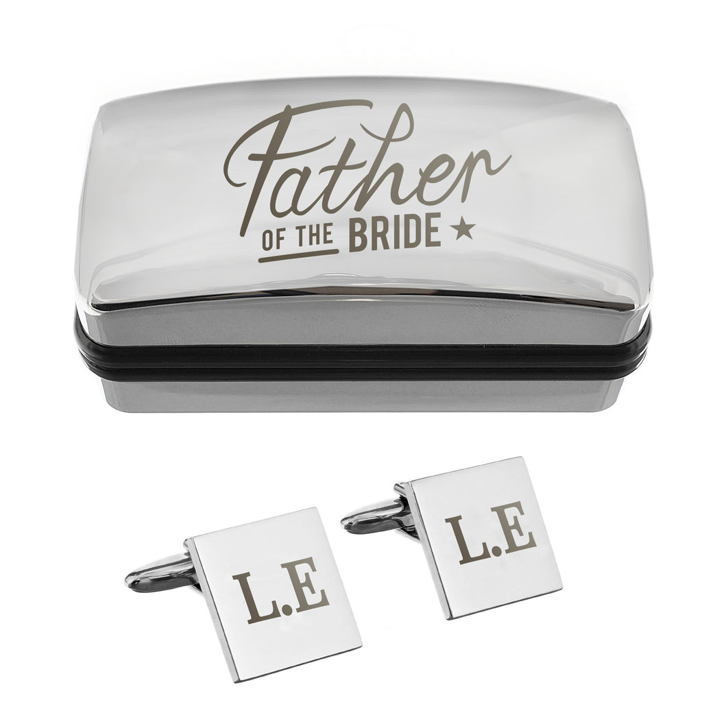Personalised Father of the Bride Wedding Cufflinks and Box Set for Wedding