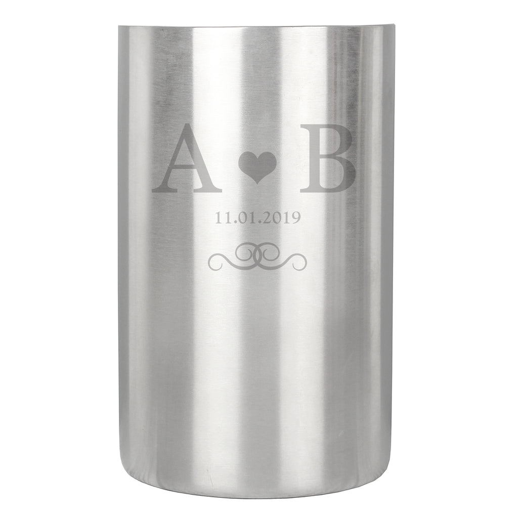 Personalised Monogram Stainless Steel Wine Cooler for Wedding