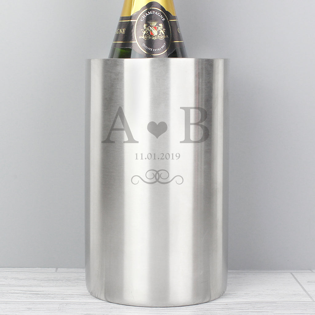 Personalised Monogram Stainless Steel Wine Cooler for Wedding