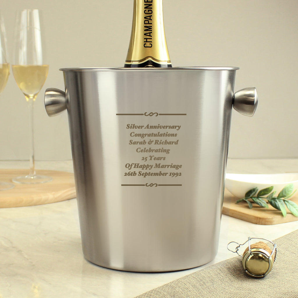 Personalised Any Message Stainless Steel Ice Bucket - Ice Bucket - Inspired Creative Gifts