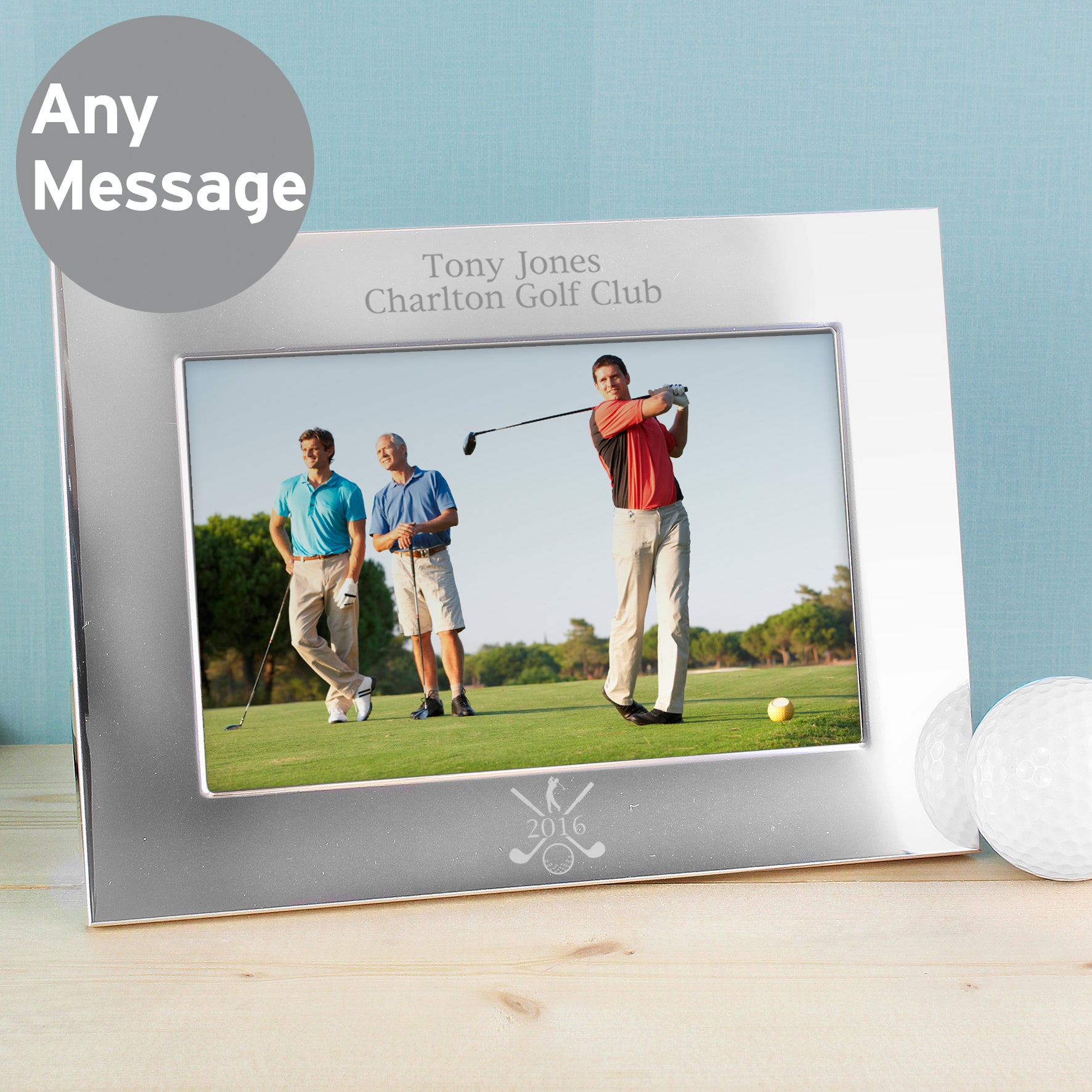 Personalised Golf 6x4 Landscape Silver Photo Frame - Inspired Creative Gifts