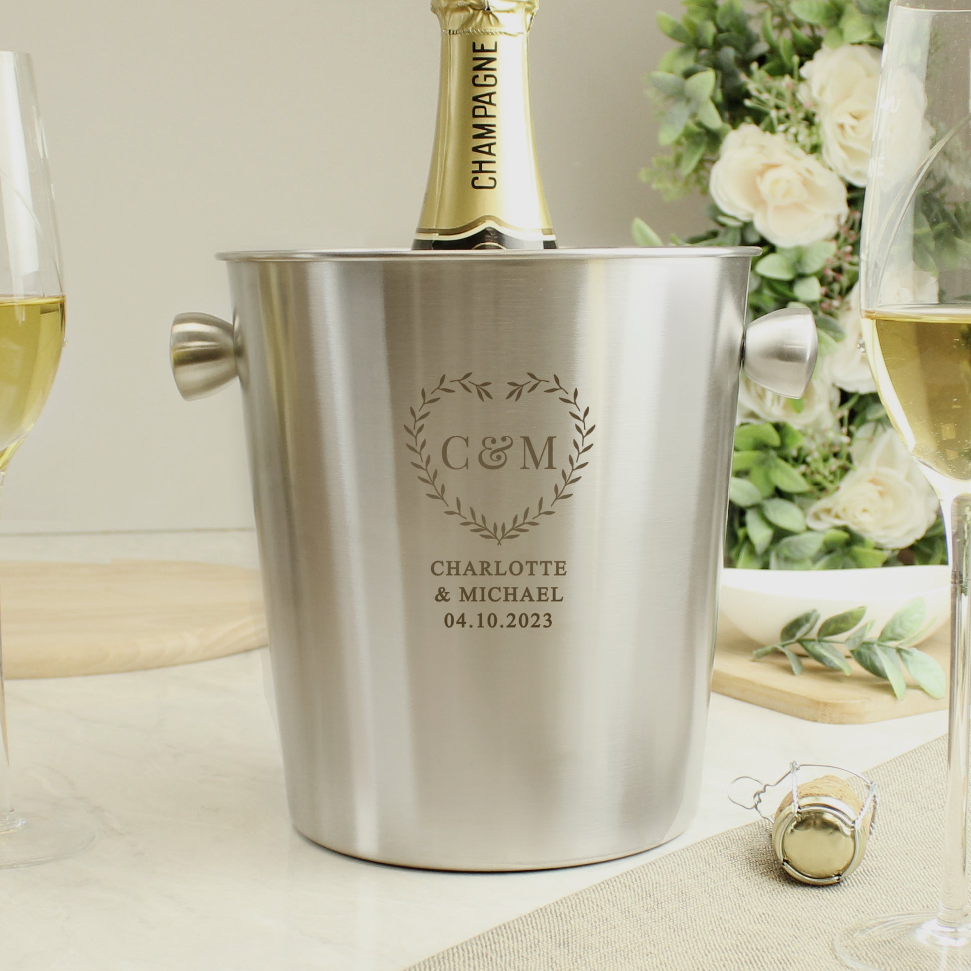 Personalised Botanical Stainless Steel Ice Bucket - Inspired Creative Gifts