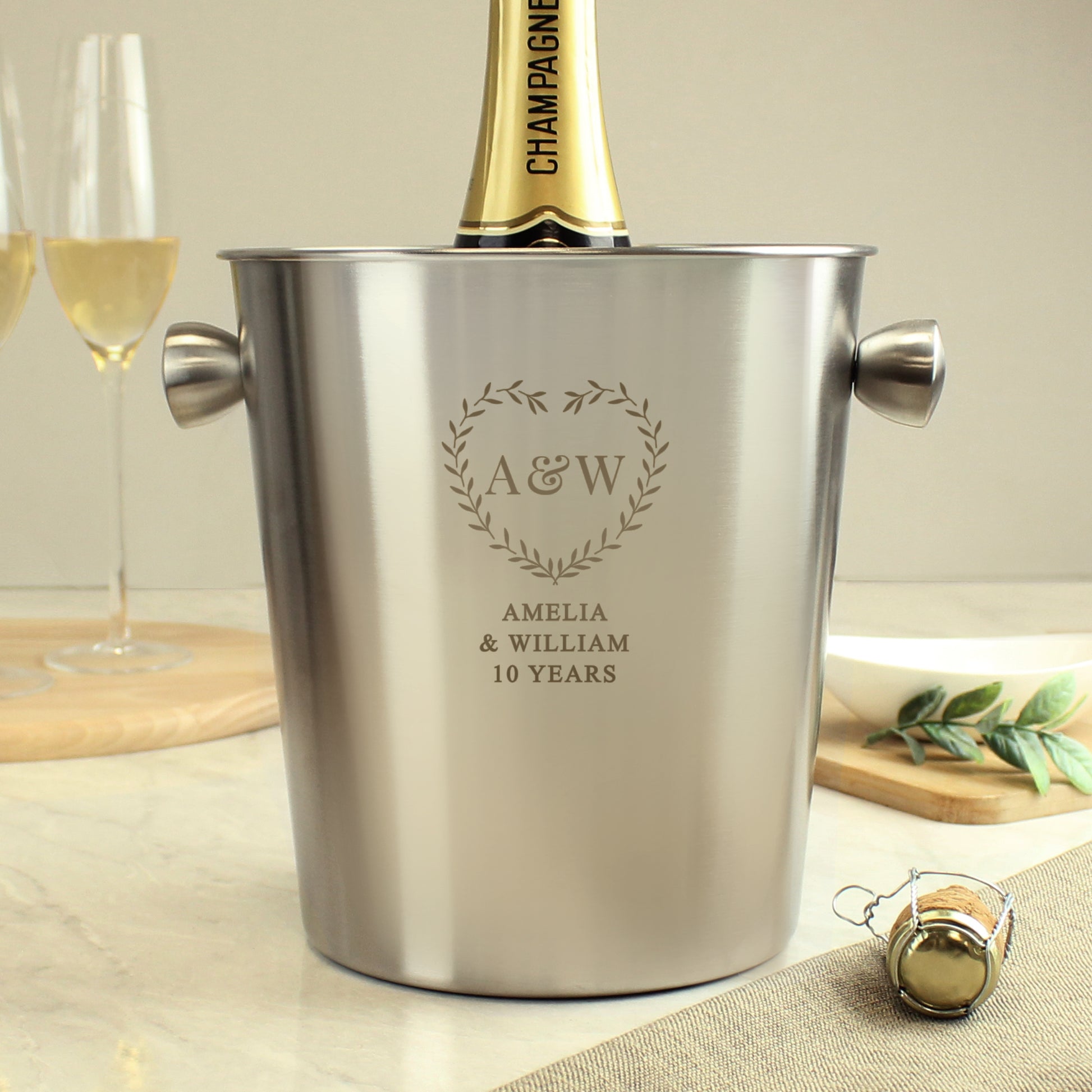 Personalised Botanical Stainless Steel Ice Bucket - Inspired Creative Gifts
