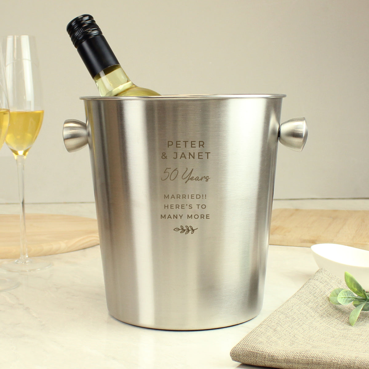 Personalised Free Text Stainless Steel Ice Bucket - Inspired Creative Gifts