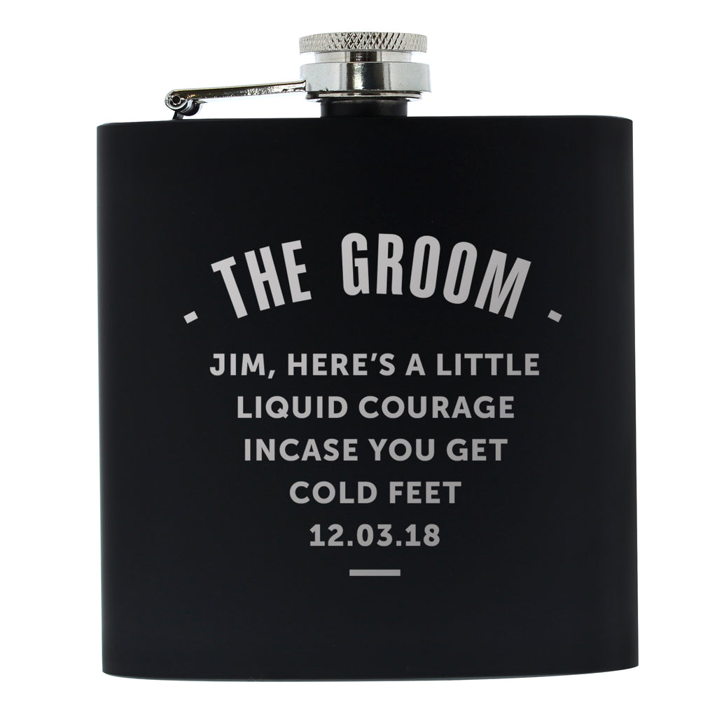 Personalised Any Message Black Hip Flask - Hip Flask - Inspired Creative Gifts