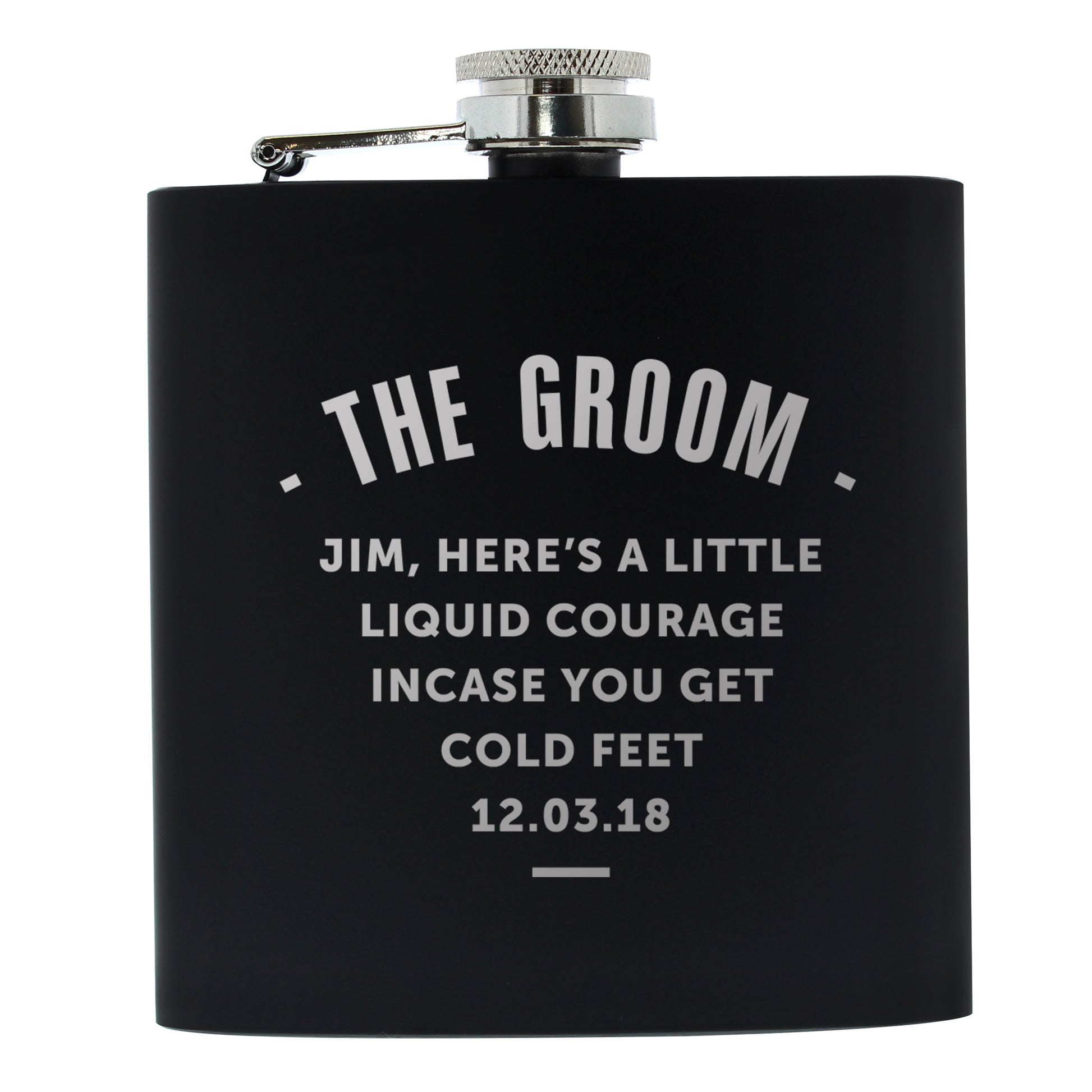 Personalised Any Message Black Hip Flask - Hip Flask - Inspired Creative Gifts
