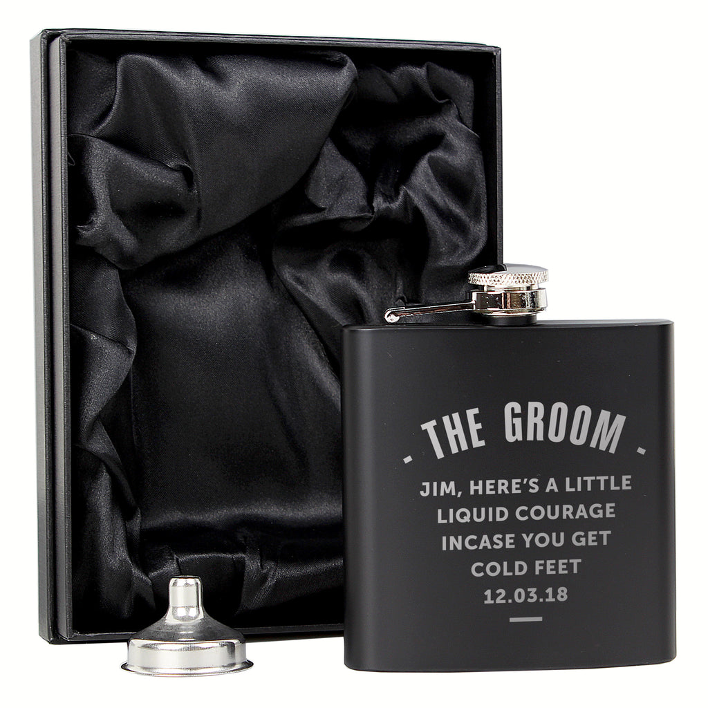 Personalised Any Message Black Hip Flask - Hip Flask - Inspired Creative Gifts
