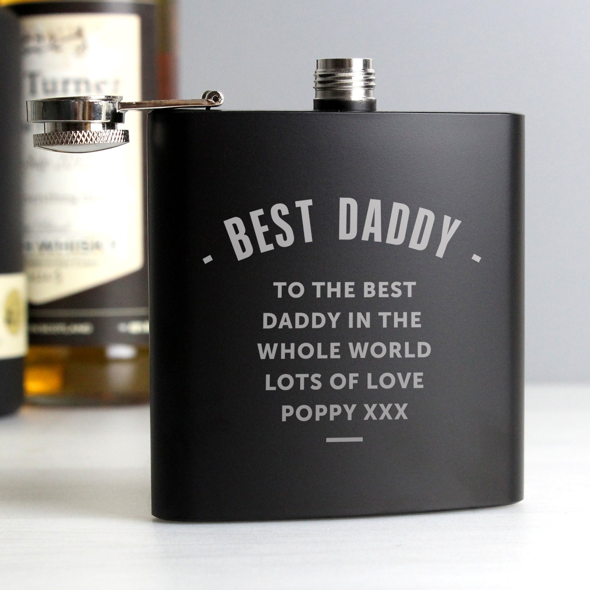 Personalised Any Message Black Hip Flask - Hip Flask - Inspired Creative Gifts