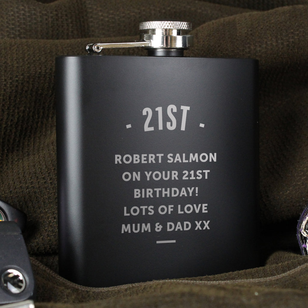 Personalised Any Message Black Hip Flask - Hip Flask - Inspired Creative Gifts