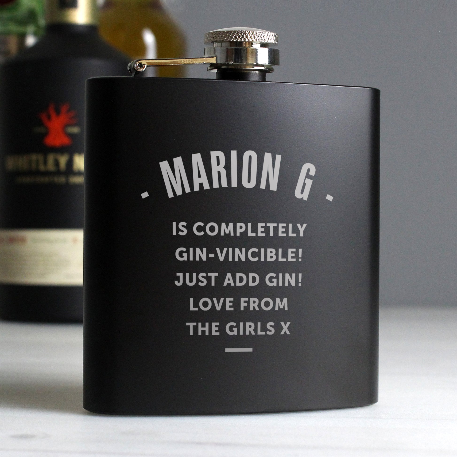 Personalised Any Message Black Hip Flask - Hip Flask - Inspired Creative Gifts