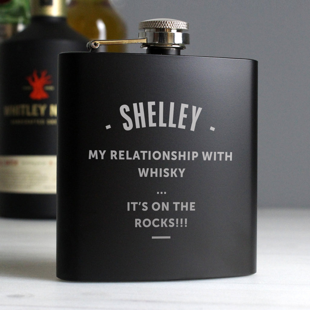 Personalised Any Message Black Hip Flask - Hip Flask - Inspired Creative Gifts