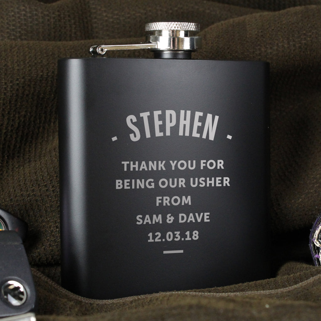 Personalised Any Message Black Hip Flask - Hip Flask - Inspired Creative Gifts
