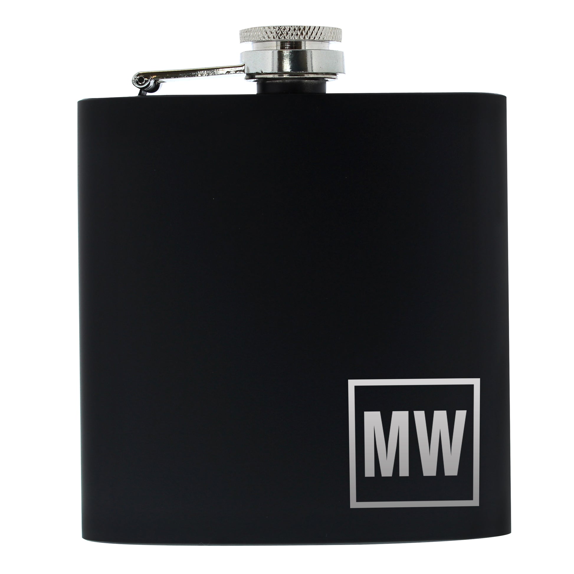 Personalised Initials Black Hip Flask - Hip Flask - Inspired Creative Gifts