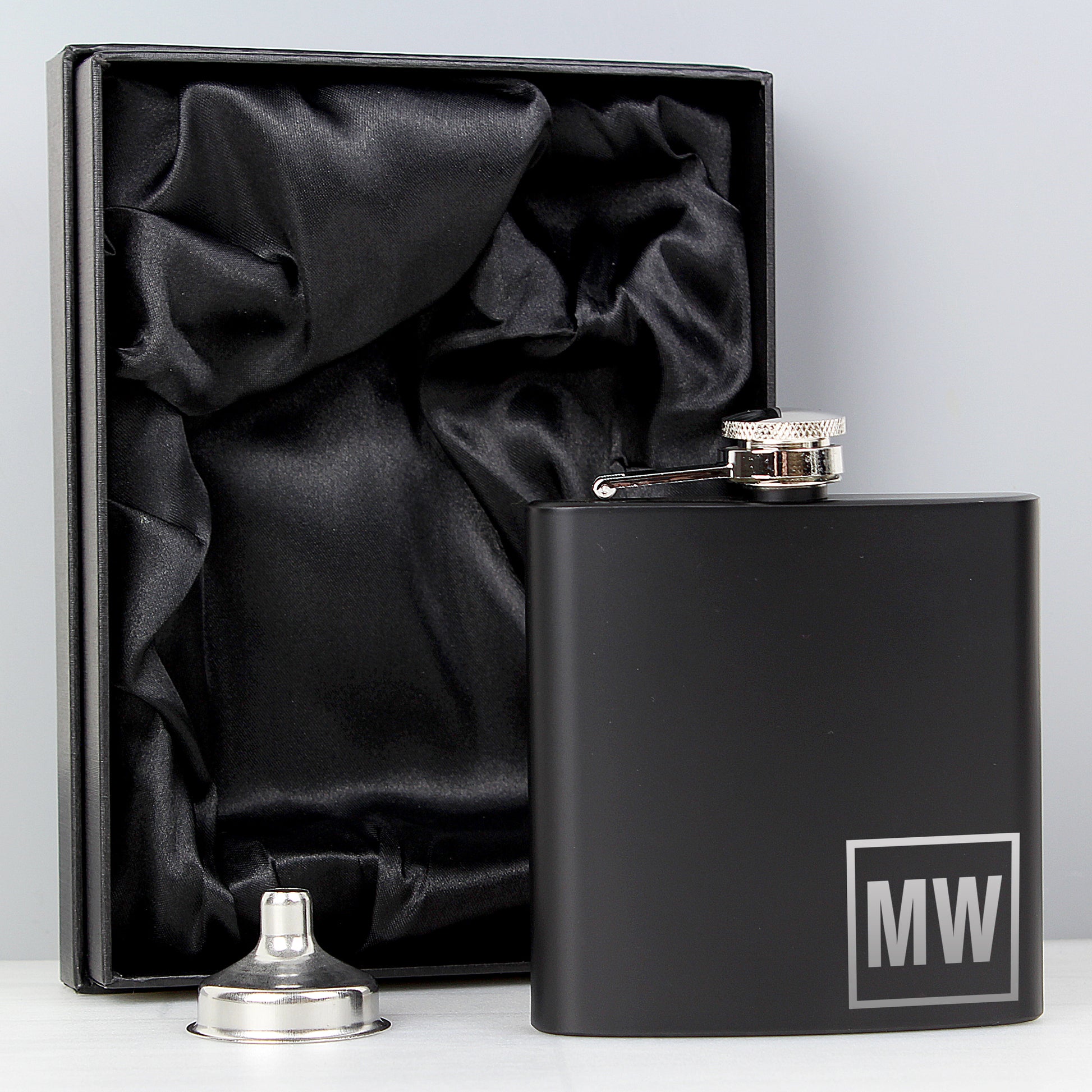 Personalised Initials Black Hip Flask - Hip Flask - Inspired Creative Gifts