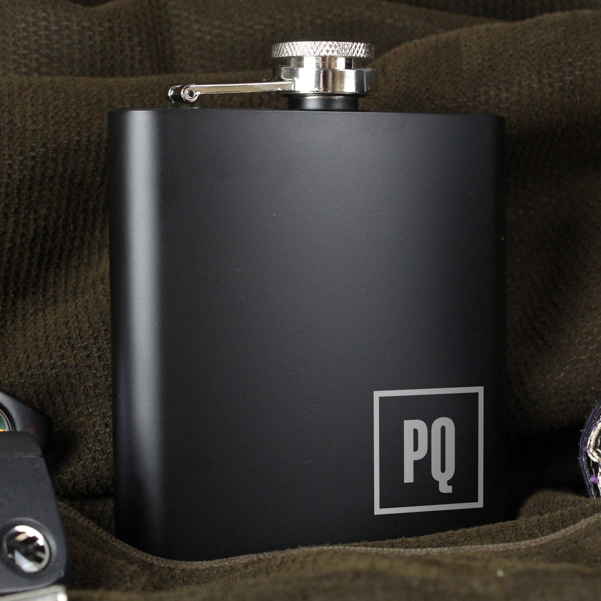 Personalised Initials Black Hip Flask - Hip Flask - Inspired Creative Gifts