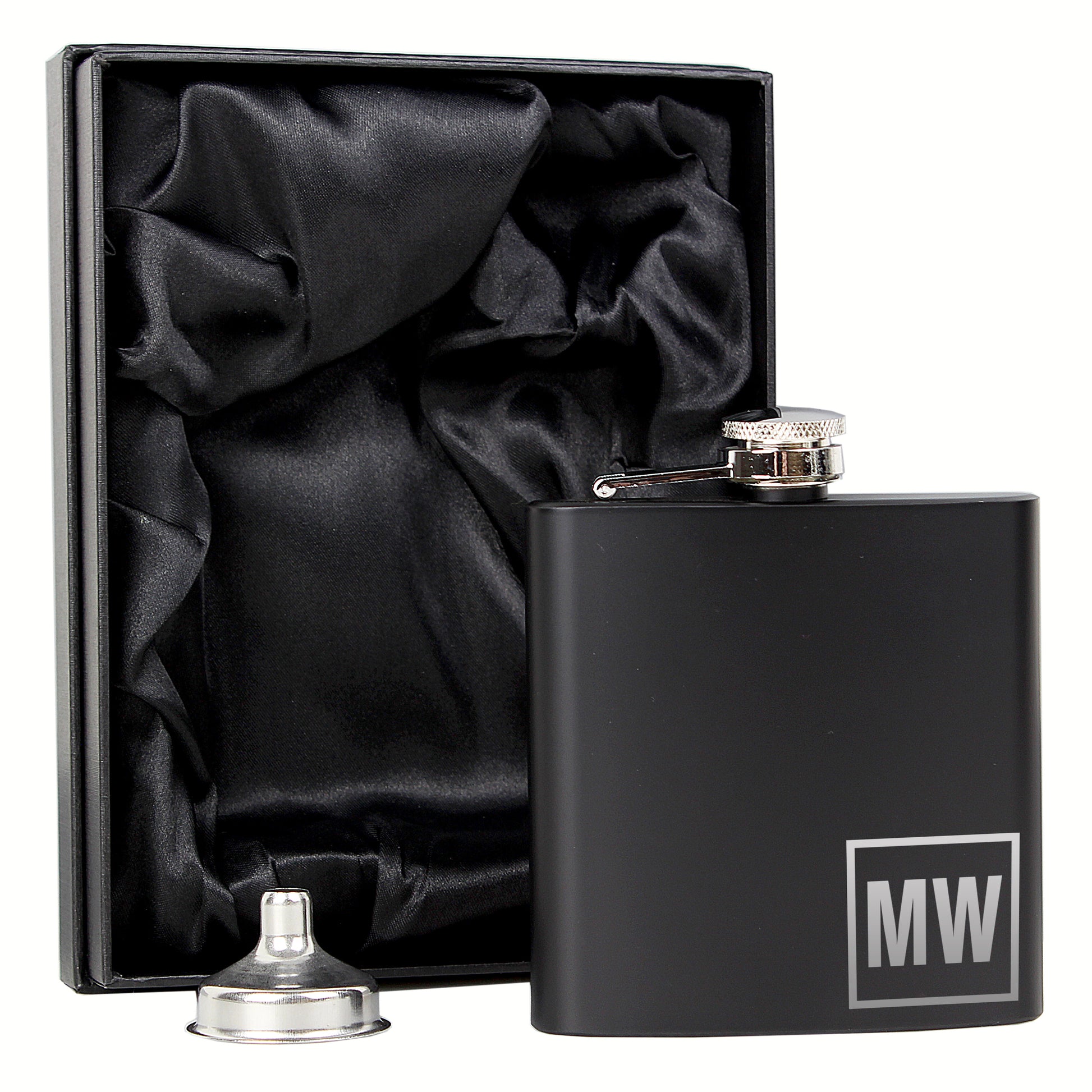 Personalised Initials Black Hip Flask - Hip Flask - Inspired Creative Gifts