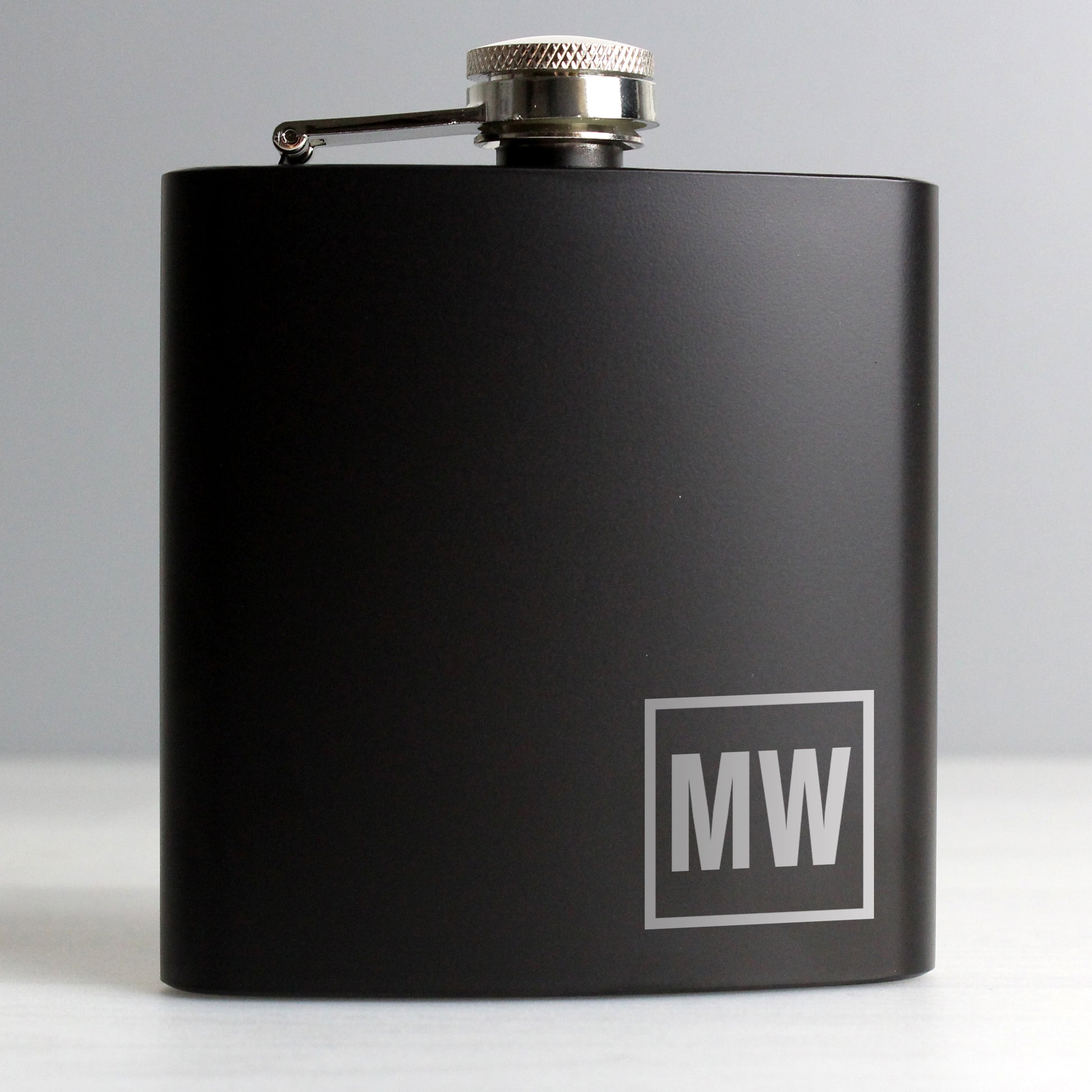 Personalised Initials Black Hip Flask - Hip Flask - Inspired Creative Gifts