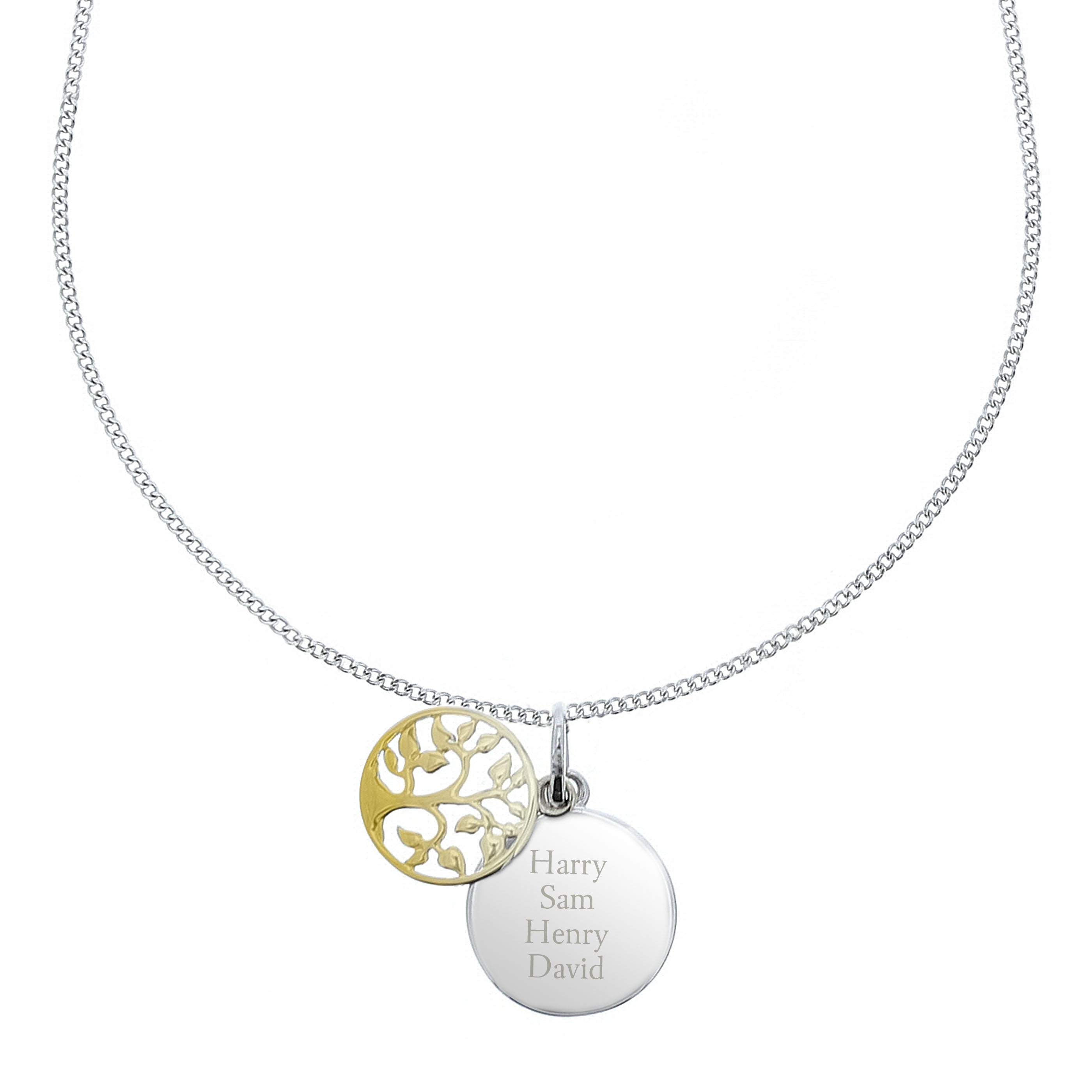 Personalised Sterling Silver & 9ct Gold Family Tree Of Life Necklace | Inspired Creative Gifts | UK Supplier