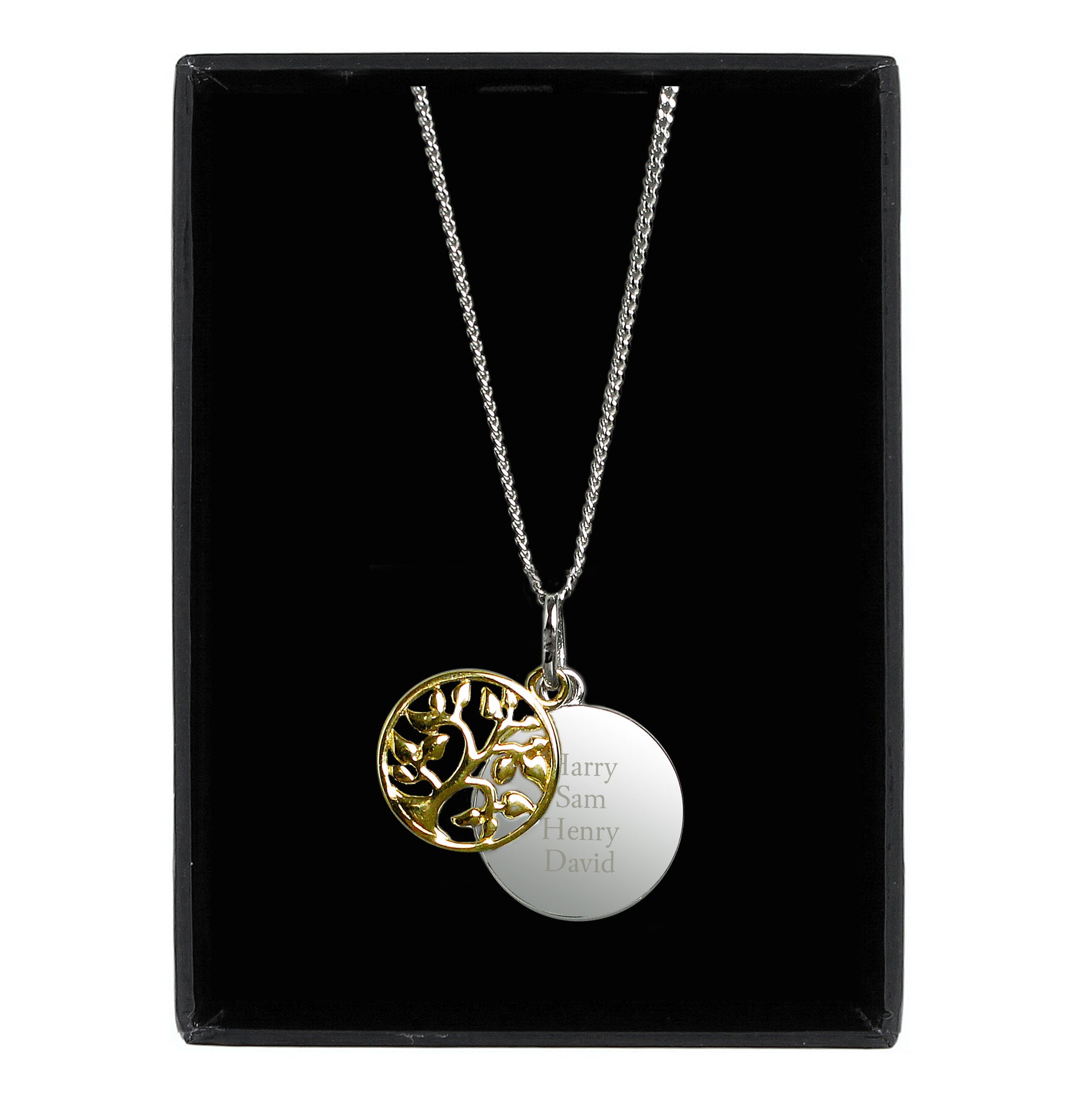 Personalised Sterling Silver & 9ct Gold Family Tree Of Life Necklace | Inspired Creative Gifts | UK Supplier