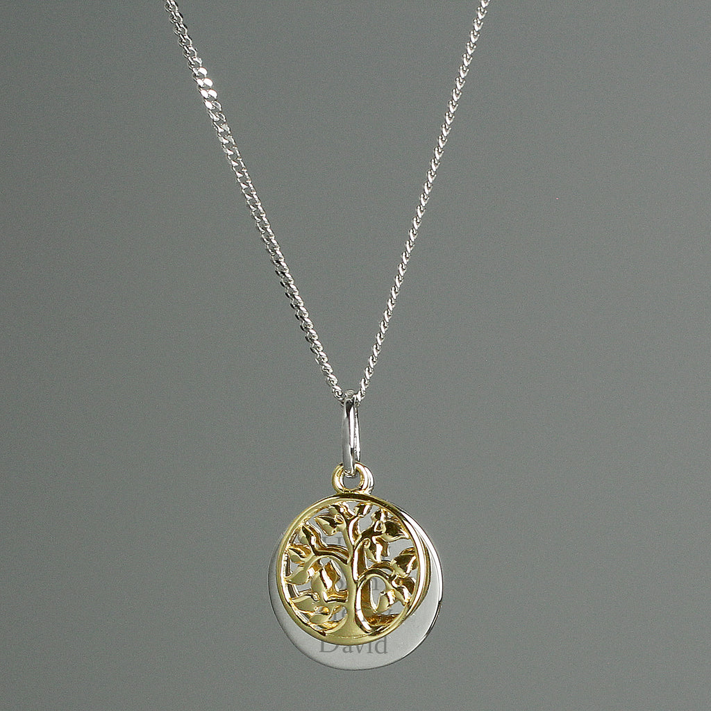 Personalised Sterling Silver & 9ct Gold Family Tree Of Life Necklace | Inspired Creative Gifts | UK Supplier