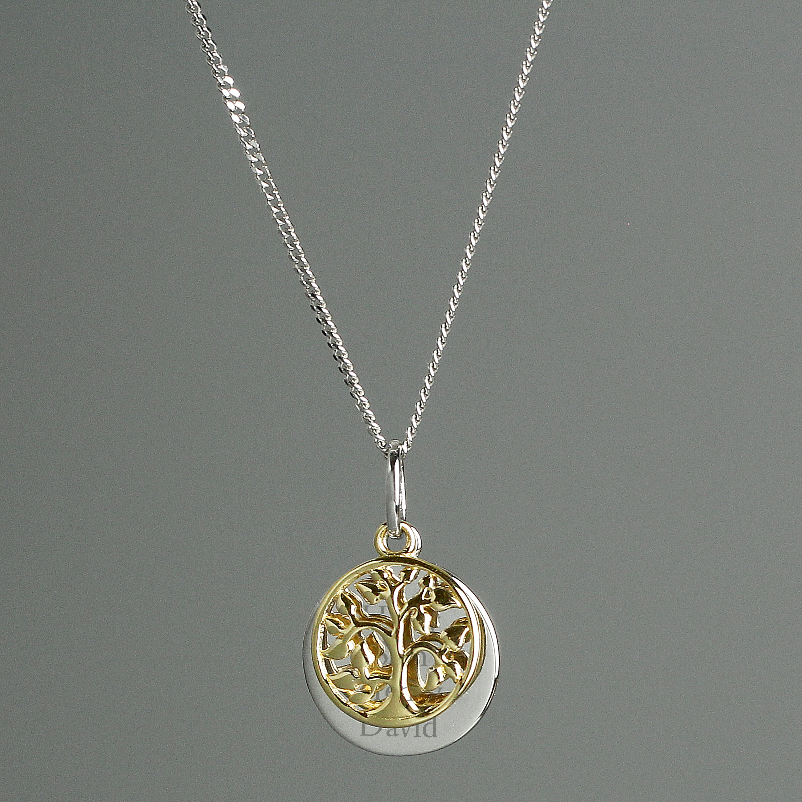 Personalised Sterling Silver & 9ct Gold Family Tree Of Life Necklace | Inspired Creative Gifts | UK Supplier