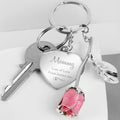 Personalised Silver Plated Swirls & Hearts Pink Rose Keyring | Keyrings | Mother's Day Gift