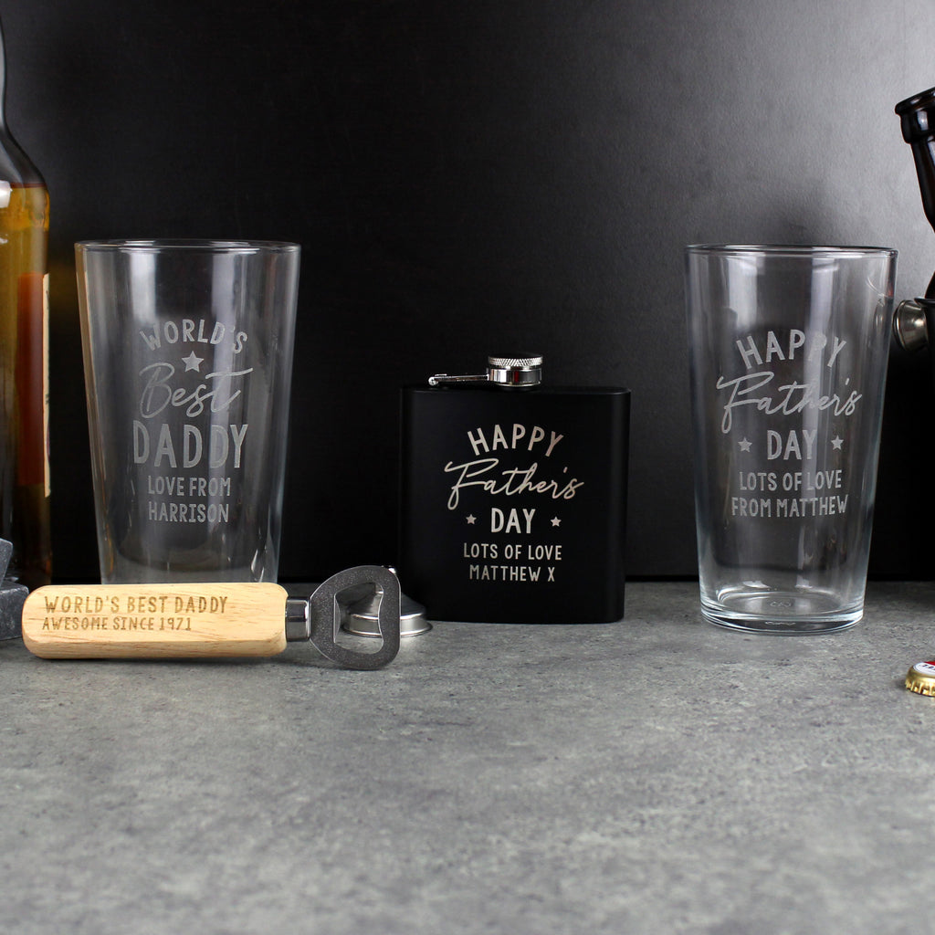 Personalised Father's Day Black Hip Flask - Hip Flask - Inspired Creative Gifts