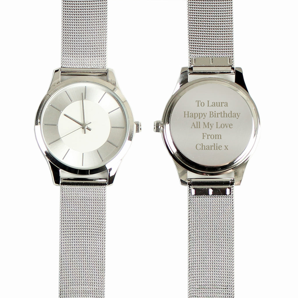 Personalised Silver with Mesh Style Strap Watch - Watch - Inspired Creative Gifts