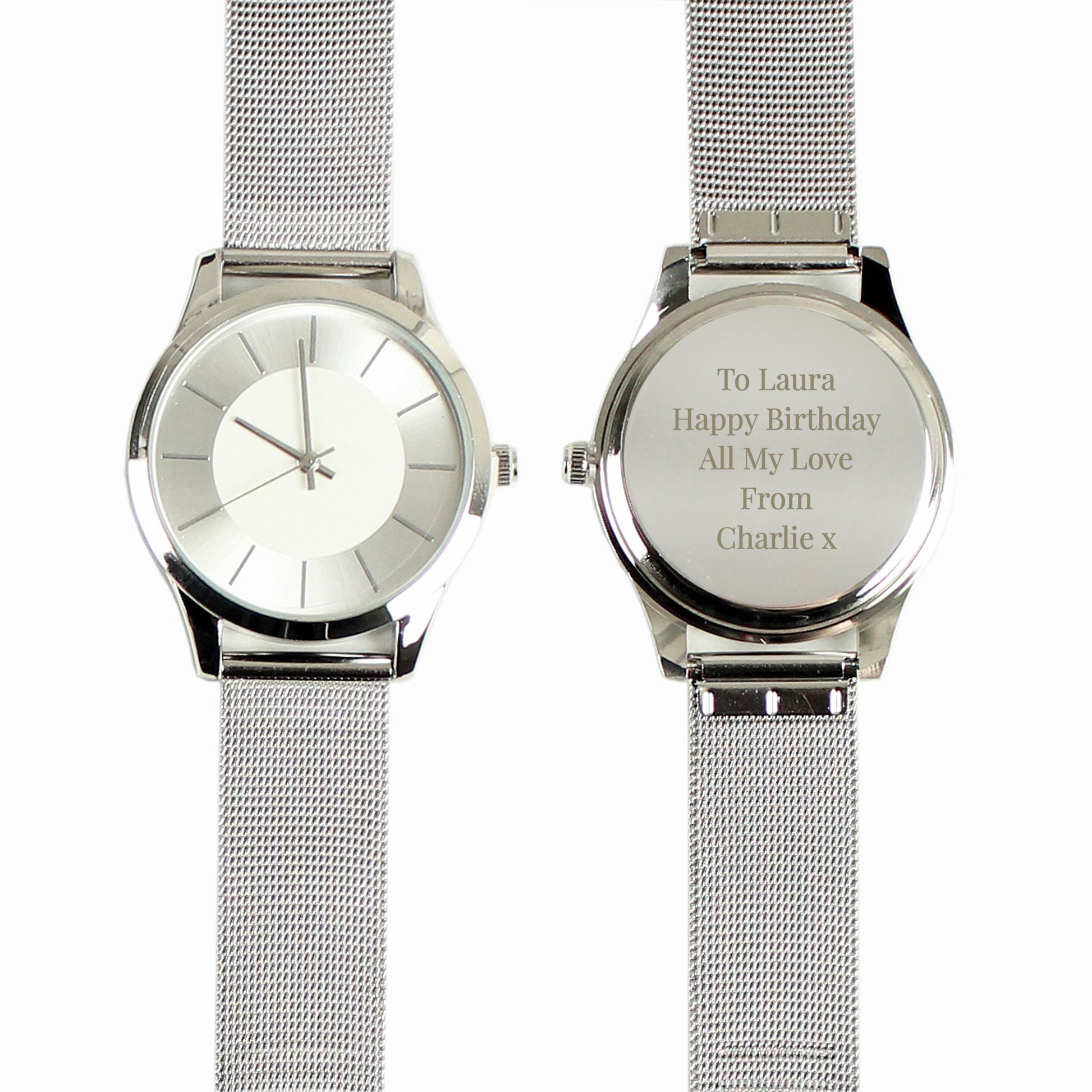 Personalised Silver with Mesh Style Strap Watch - Watch - Inspired Creative Gifts