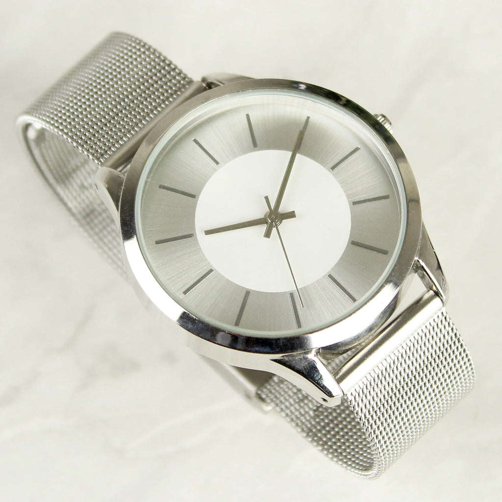 Personalised Silver with Mesh Style Strap Watch - Watch - Inspired Creative Gifts