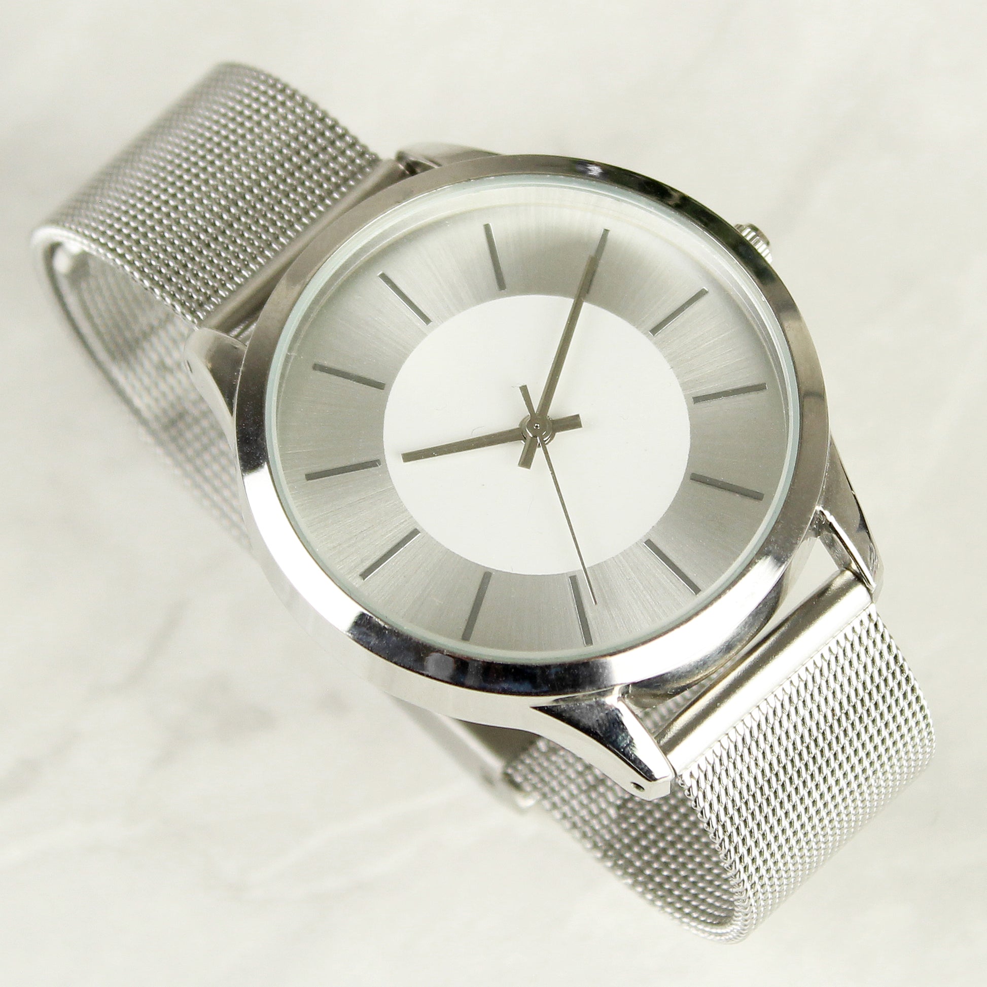 Personalised Silver with Mesh Style Strap Watch - Watch - Inspired Creative Gifts