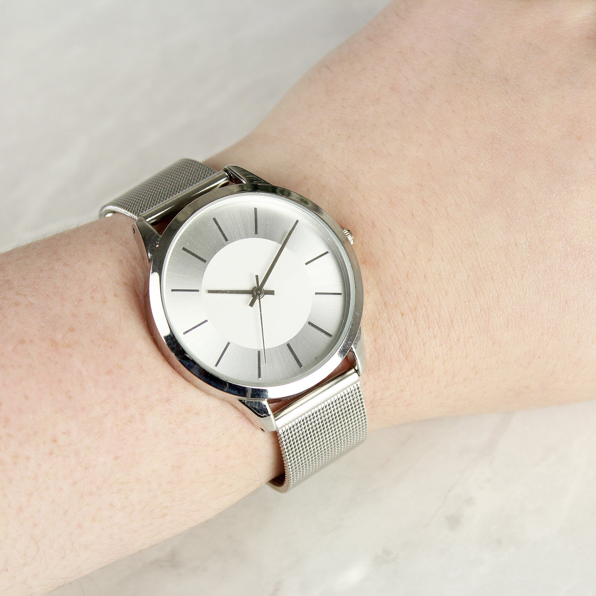 Personalised Silver with Mesh Style Strap Watch - Watch - Inspired Creative Gifts