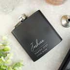 Personalised Free Text Script Black Hip Flask | Gift for Him